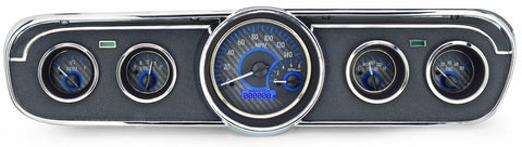 Dakota Digital VHX-65F-MUS-C-B Analog Dash Gauge System Compatible with 1965-66 Mustang Carbon Fiber Style Blue Backlighting