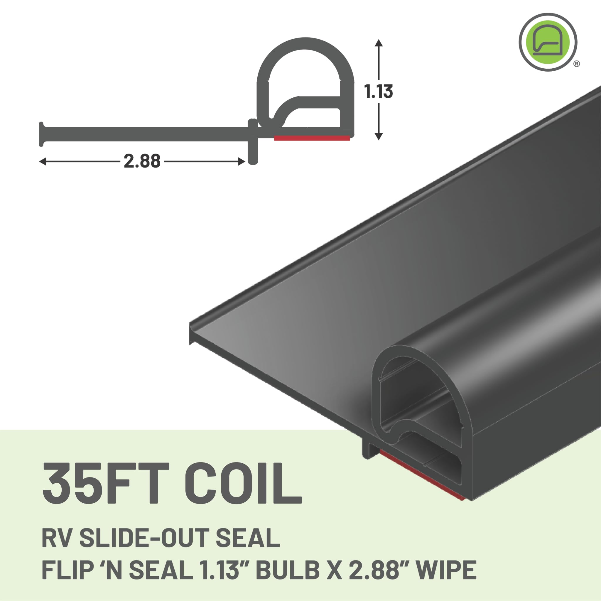 RV Slide-Out Seal Flip 'N Seal® 4002897 1.13" Bulb x 2.88" Wipe (35 feet)
