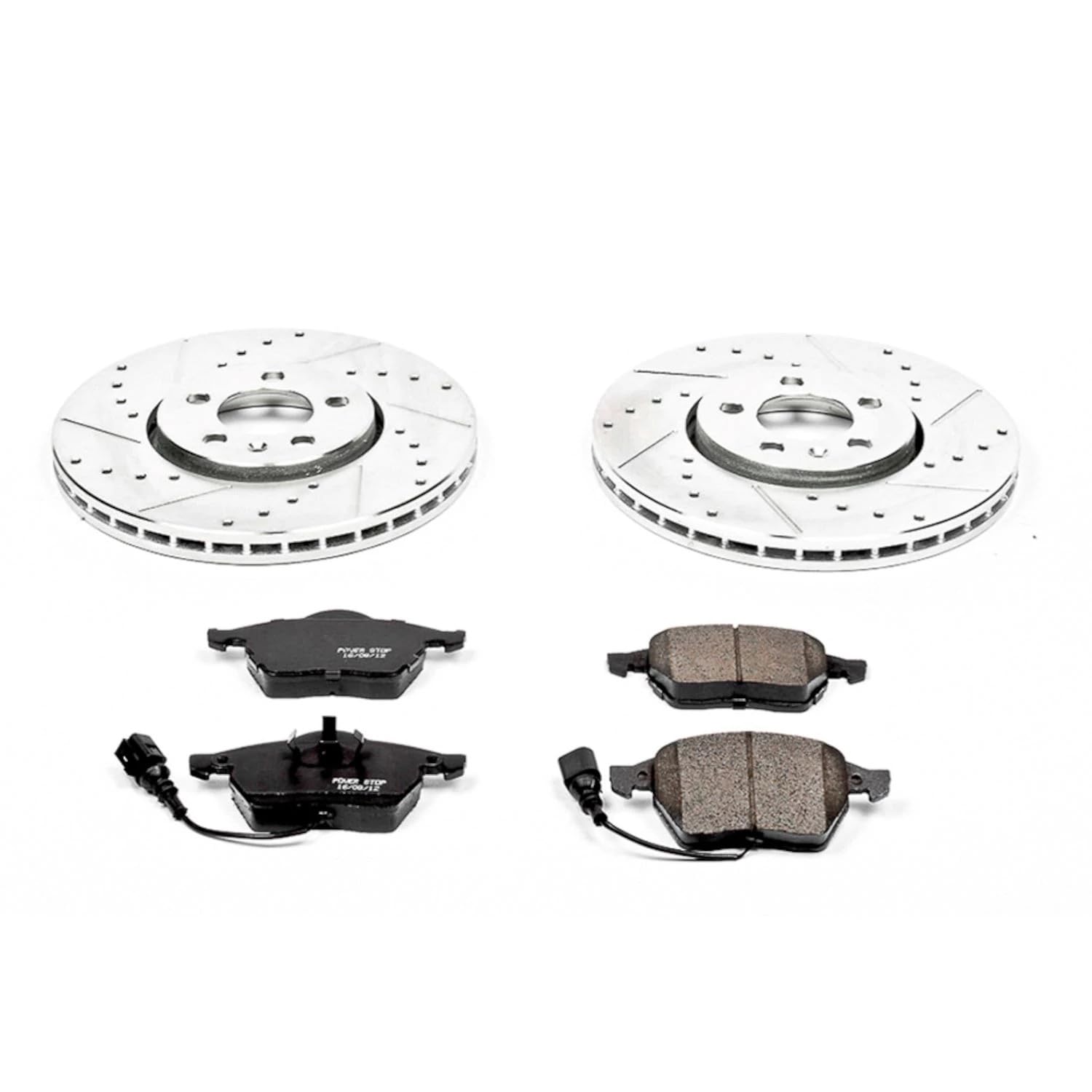 Power Stop K898 Z23 Carbon Fiber Brake Pads with Drilled & Slotted Brake Rotors Kit