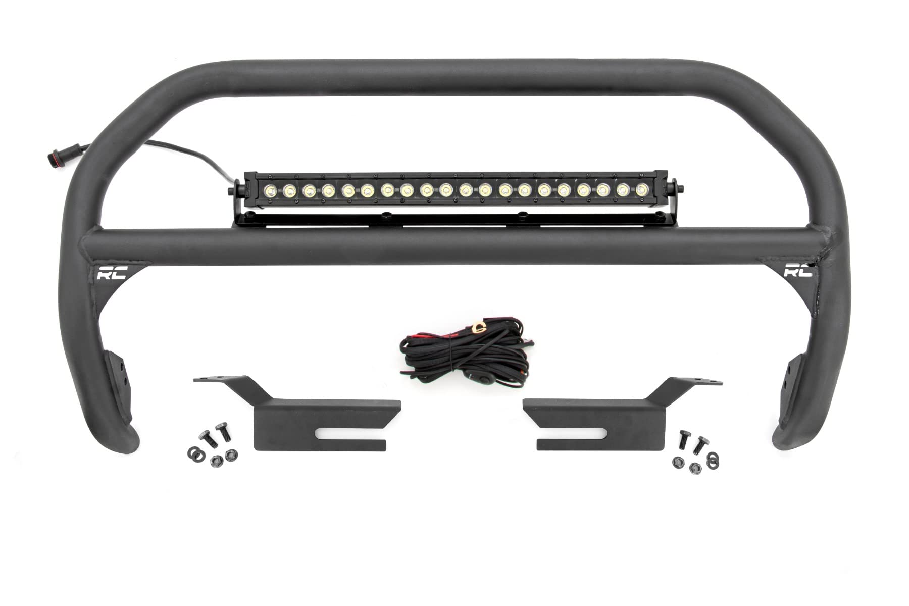Rough Country Nudge Bar for Ford Bronco with 20" LED Light Bar White DRL (2021-2025) - Easy Install, Rugged Protection