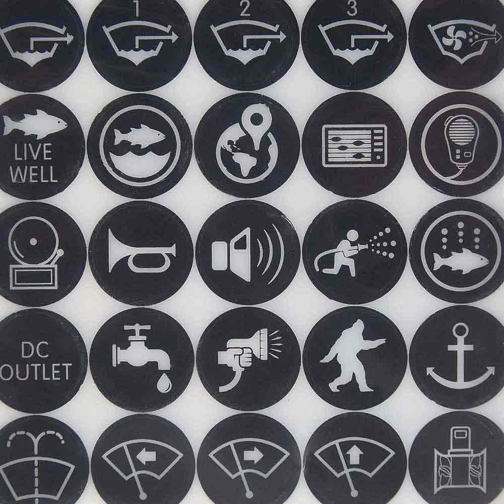 Push Button Switch Label Kit Blue Sea Systems, Black
