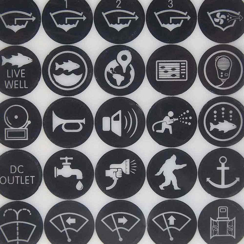 Push Button Switch Label Kit Blue Sea Systems, Black