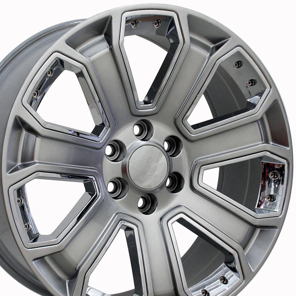22" Replica Wheel Cv93B OE Wheels Fits Chevy Silverado 22X9 Hyper Black With Chrome Insert Wheel