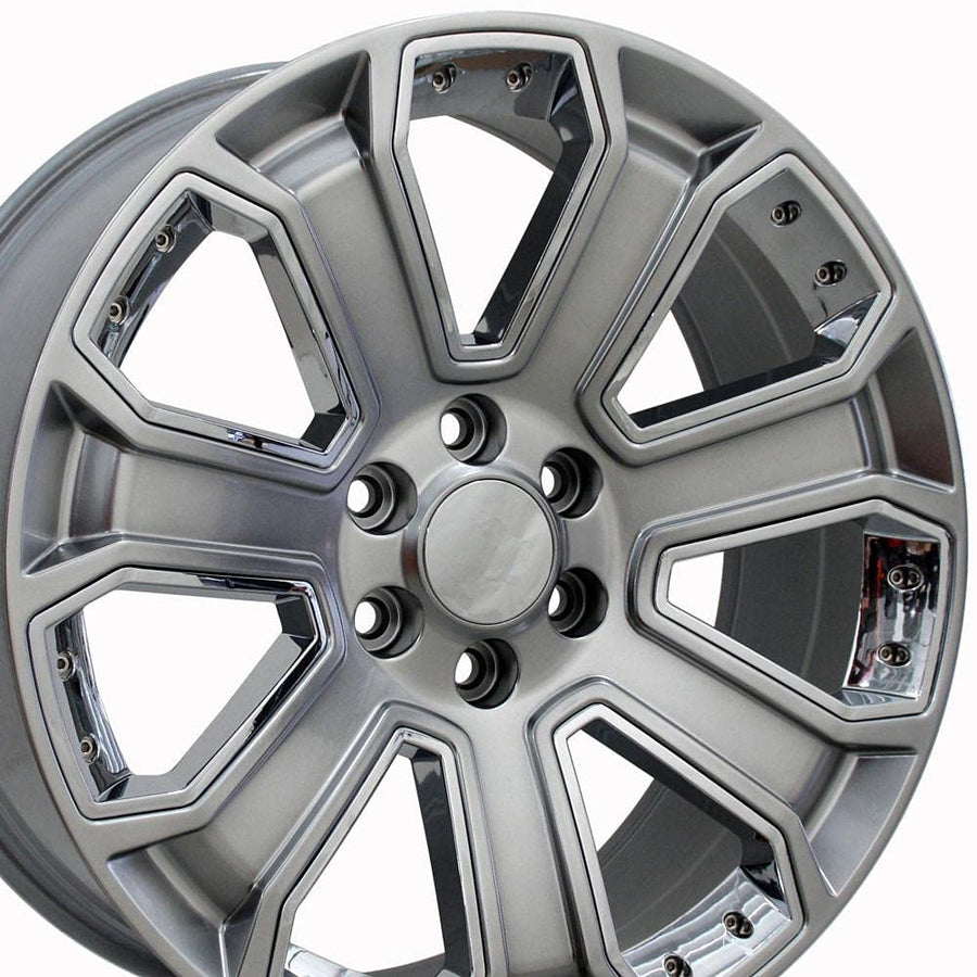22" Replica Wheel Cv93B OE Wheels Fits Chevy Silverado 22X9 Hyper Black With Chrome Insert Wheel