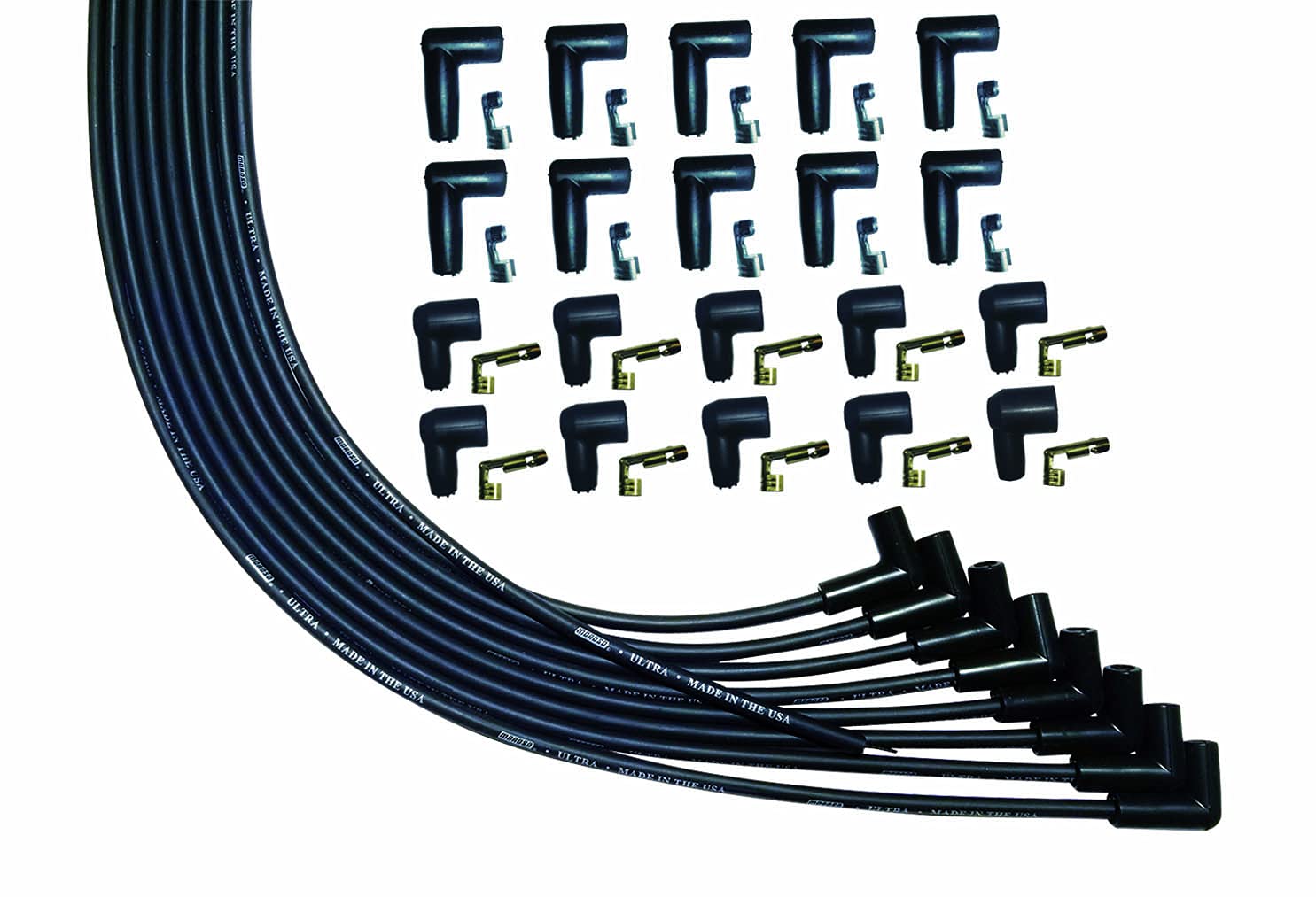 Ultra Series Moroso Black Universal V8 Spark Plug Wires, 90 Degree Plug Ends