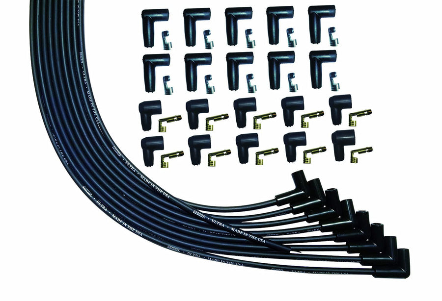 Ultra Series Moroso Black Universal V8 Spark Plug Wires, 90 Degree Plug Ends