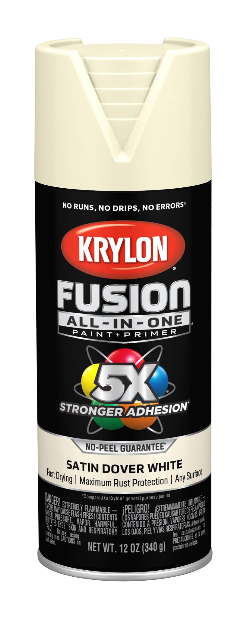Krylon All-In-One Adhesive Spray Paint for Indoor/Outdoor Use, 12 oz, Dover White