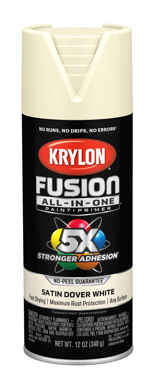 Krylon All-In-One Adhesive Spray Paint for Indoor/Outdoor Use, 12 oz, Dover White