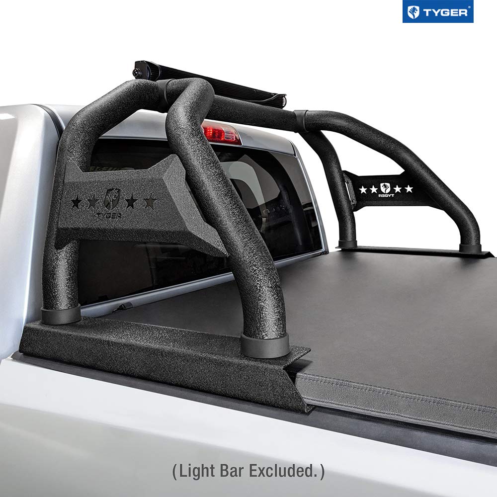 Tyger Auto Sport Bar Compatible with 2007-2019 GMC Sierra Chevy Silverado 1500; 2007-2026 Sierra Silverado 2500 3500HD (Not fit 07 Classic) | TG-SB7C88138 | Textured Black | Light Mount | Roll Bar