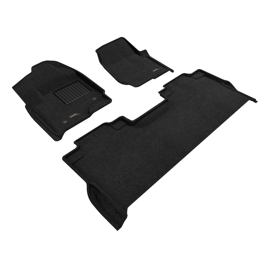 3D MAXpider Elegant Custom Fit Floor Mat (Black) Compatible with Ford F250/350/450/550 Crew CAB Bench Seats with Carpeted Floor 2017-2026 - Full Set
