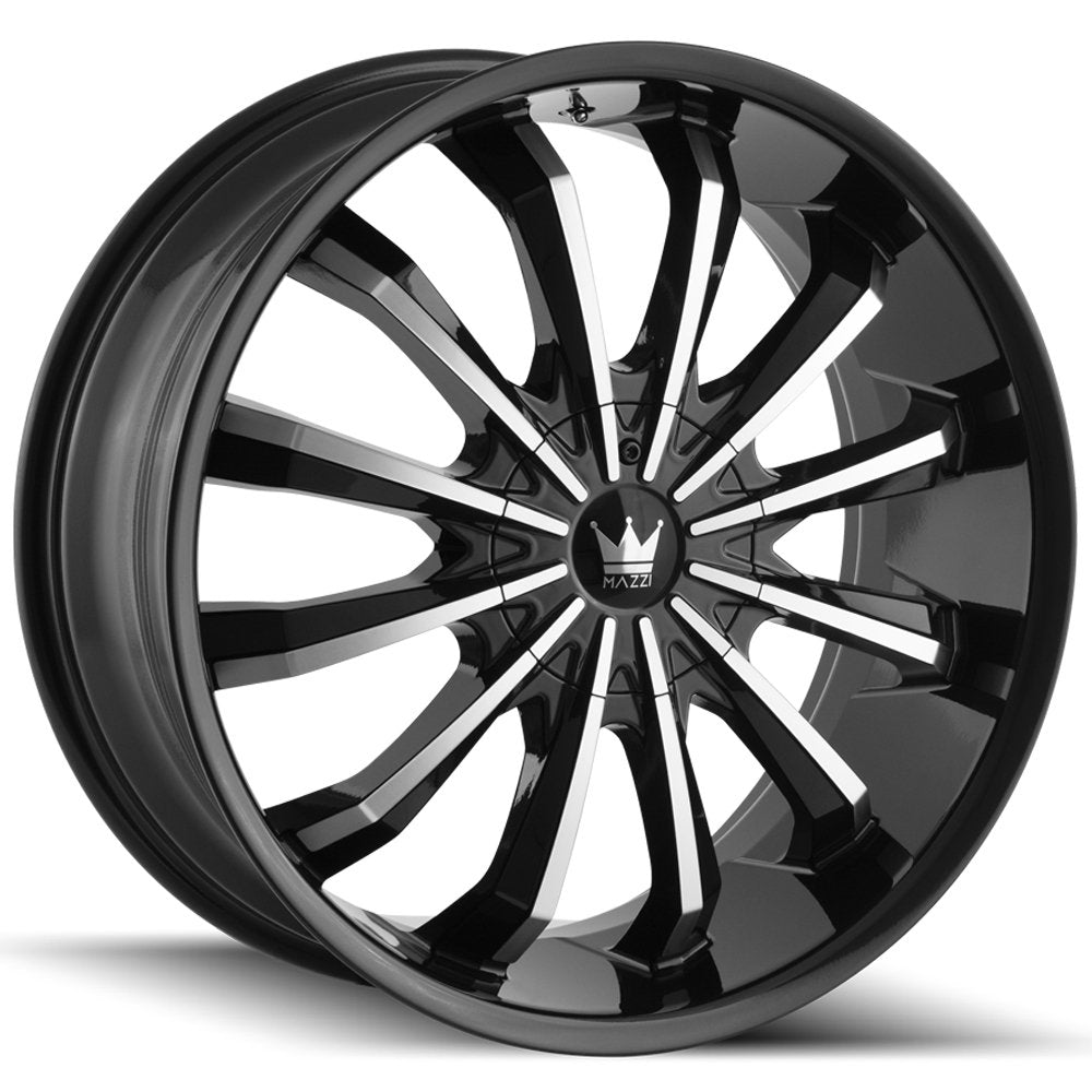 Fusion 341 MAZZI Gloss Black/Machined Face 22X9.5 5-114.3/5-120 35mm 74.1mm Wheel with Painted (0 x 9.5 inches /5 x 114 mm, 35 mm Offset)