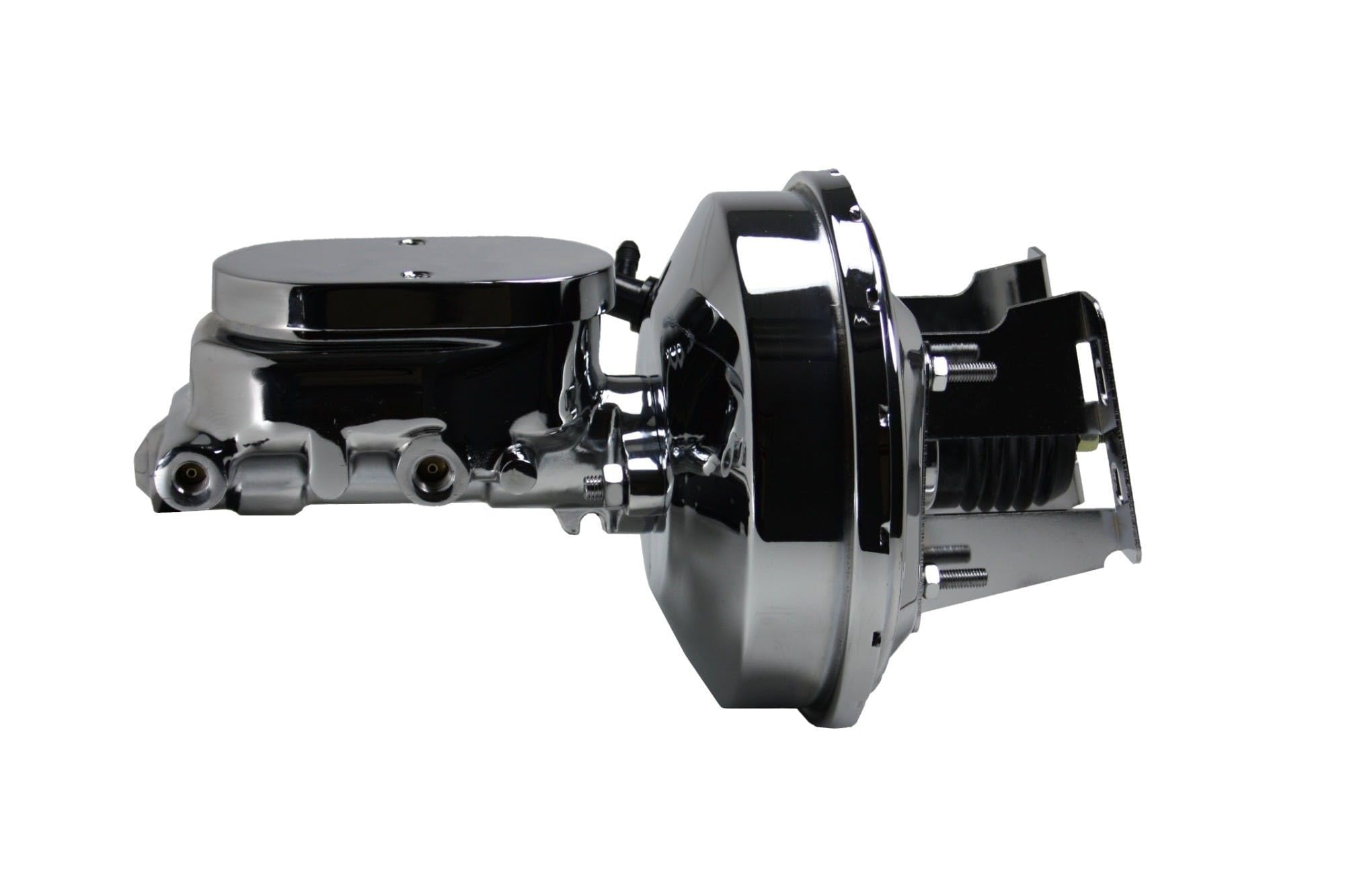 9 Inch LEED BRAKES Power Booster, 1-1/8 Inch Bore Flat Top Master (Chrome)