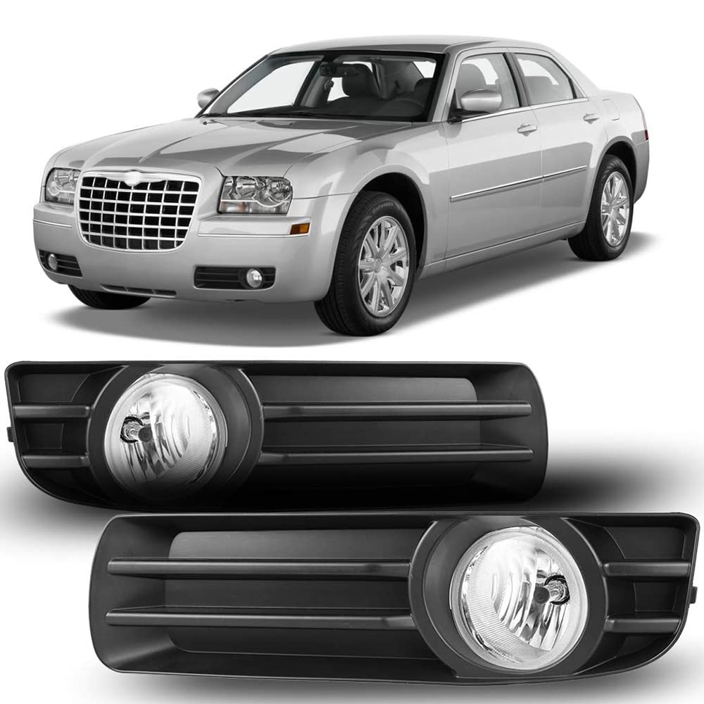 Fog Lights Winjet for 2005-2010 Chrysler 300 [ 2005 2006 2007 2008 2009 2010 ] Fog Lamps Clear Lamp Bulbs+Wiring Harness+Switch- KIT