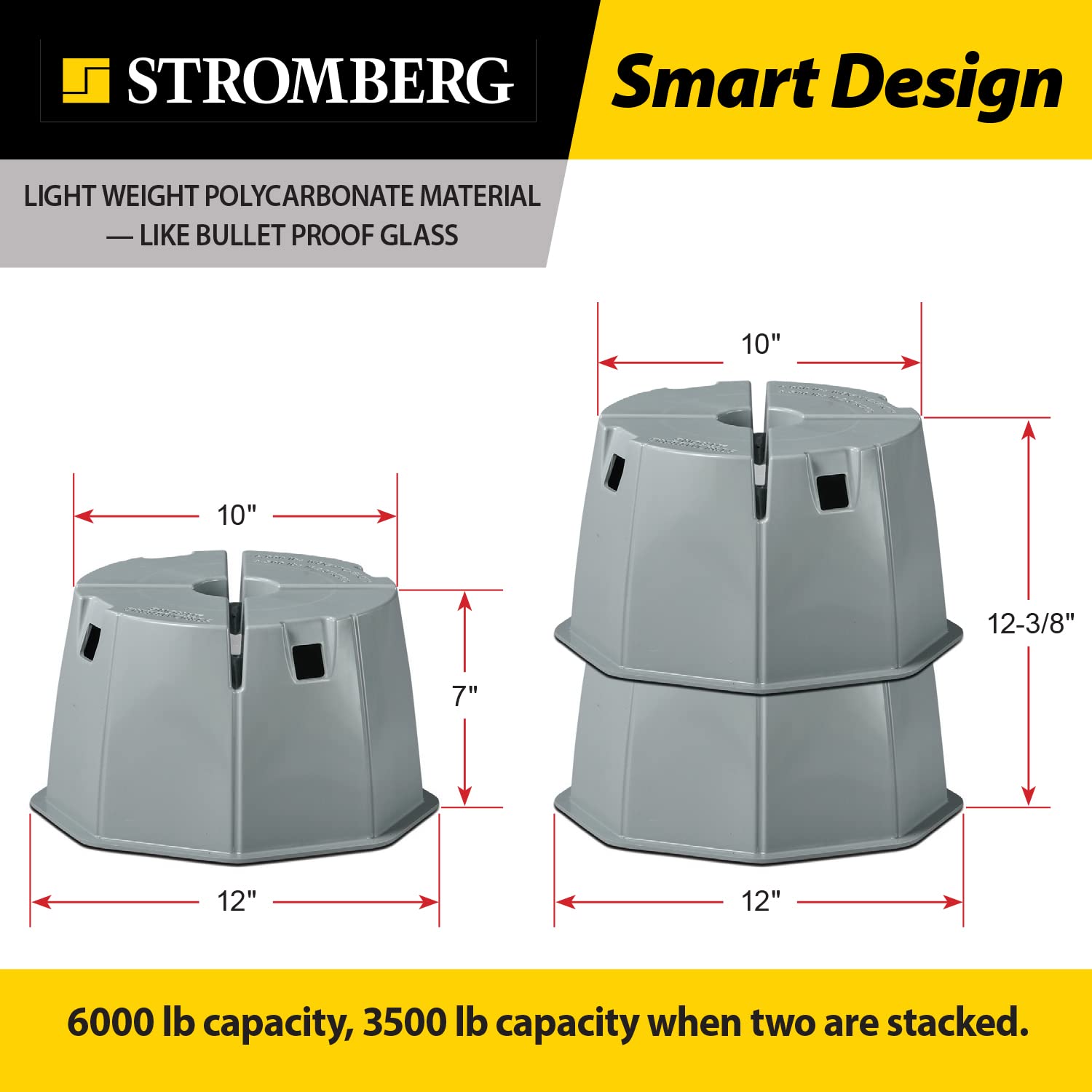 Base Pad Extreme Stromberg Carlson - 7" Block, 6000 lb Max Capacity - Camper Accessories for Travel Trailers, RV Accessories, Jack Stands, Trailer Jack, Trailer Jack Block, RV Jack Pads (1 Pack)