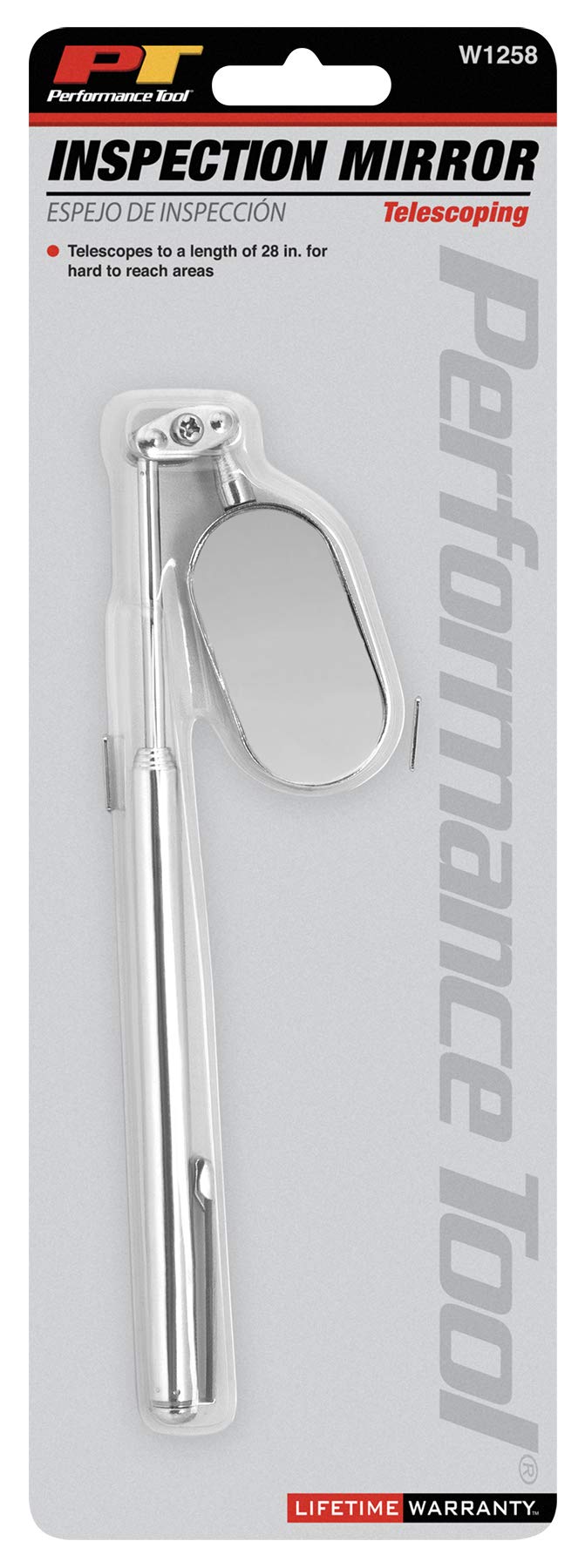 Telescoping Performance Tool W1258 Mirror (Small) - Compact Inspection Mirror with Adjustable Head and Extendable Handle for Hard-to-Reach Areas