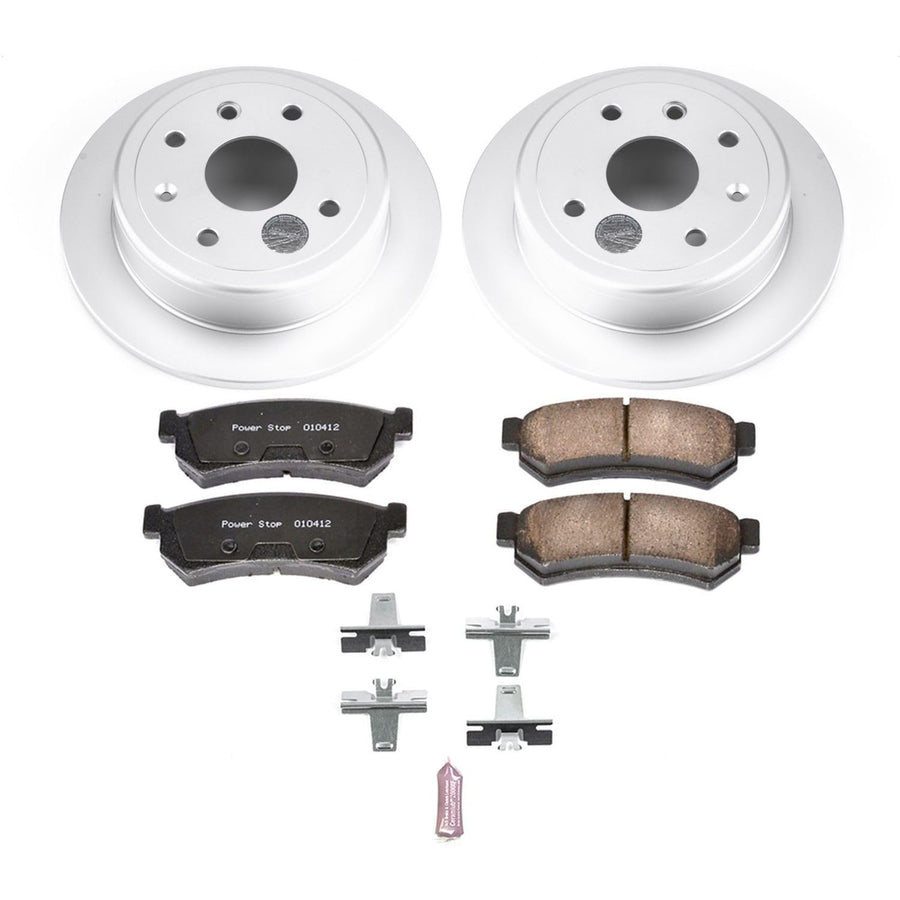 Power Stop Rear Coated Brake Rotors and Z17 Ceramic Brake Pads Kit For Suzuki Forenza 2007-2008, Suzuki Reno 2007-2008 [Model Specific]