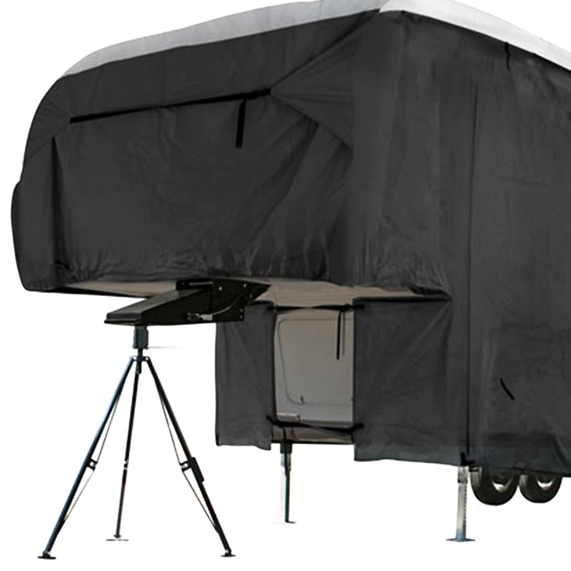 Camco RV Cover ULTRAGUARD - Fits 34 to 36 Inches 5th Wheel Trailer Cover - Features Secure Cinching Straps, Zippered Entry Doors, and Covered Air Vents (45756)