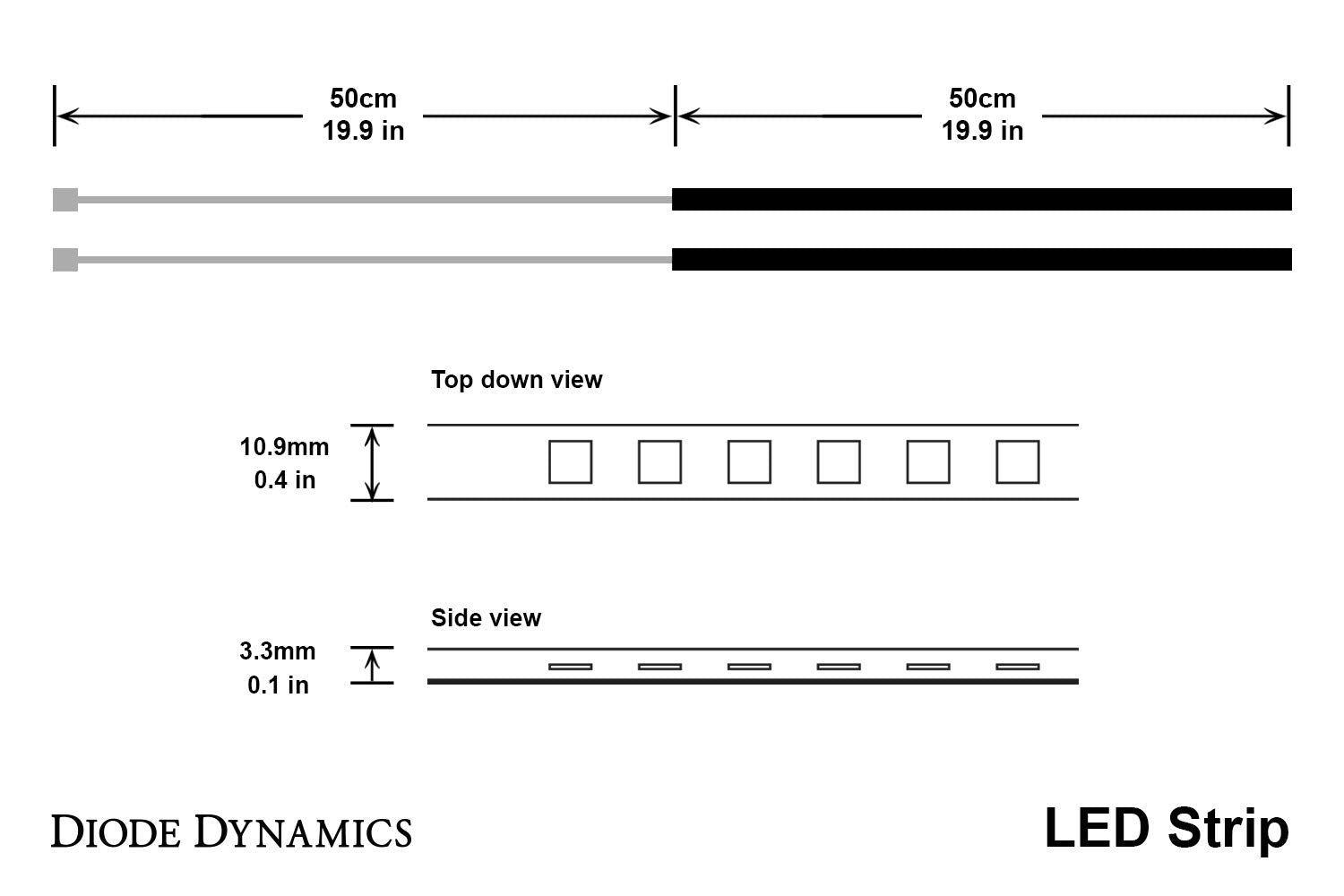 Cool White LED Strip Lights 100cm SMD100 Diode Dynamics Strip