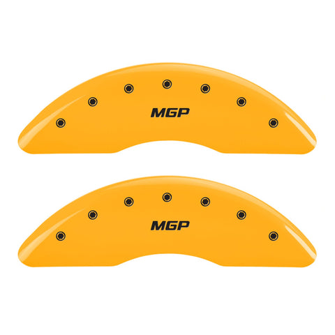 Caliper Covers MGP 23209SMGPYL, Set of 4 (Yellow Engraved Front and Rear: MGP Powder Coat Finish Black Characters)