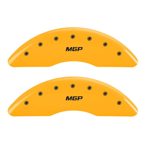 Caliper Covers MGP 42012SMGP Yellow (Set of 4, Engraved Front and Rear: MGP, Yellow powder coat finish, black characters)