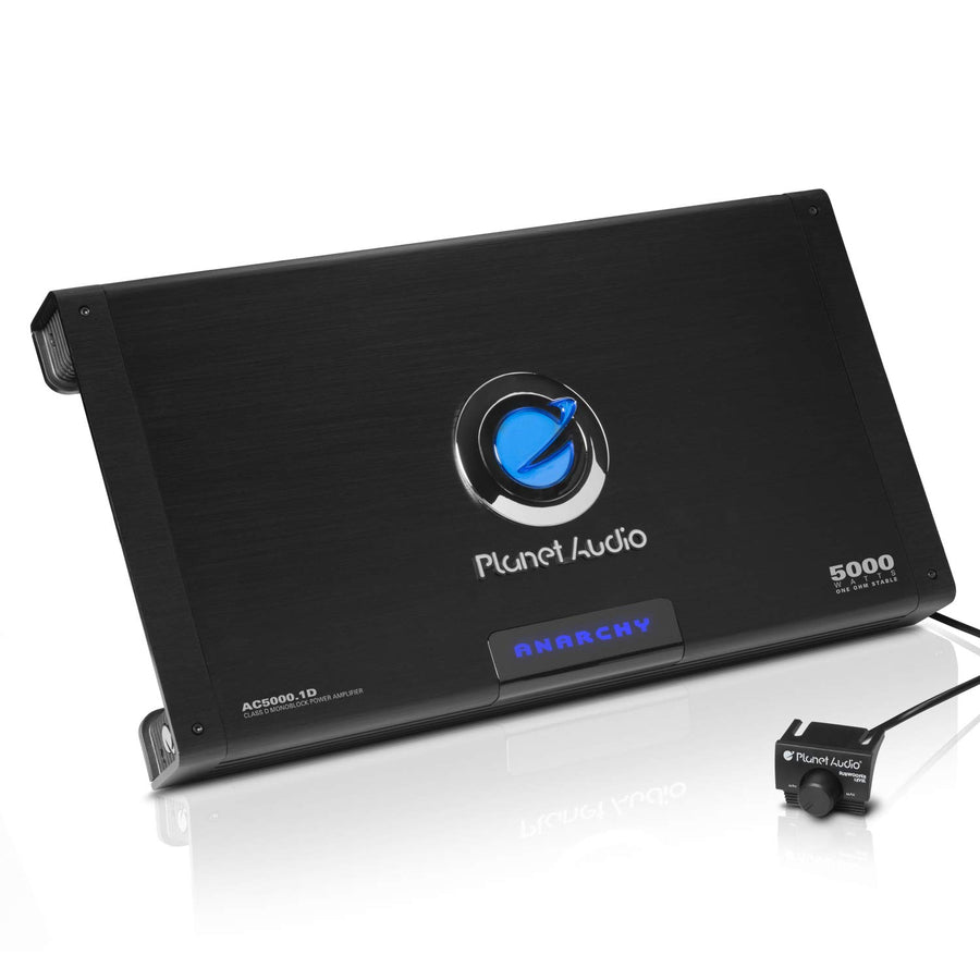 Planet Audio Anarchy Series AC5000.1D Car Amplifier - 5000 High Output, Class D, Monoblock, 1 Ohm Stable, Low Level Inputs, Low Pass Crossover, Mosfet Power Supply