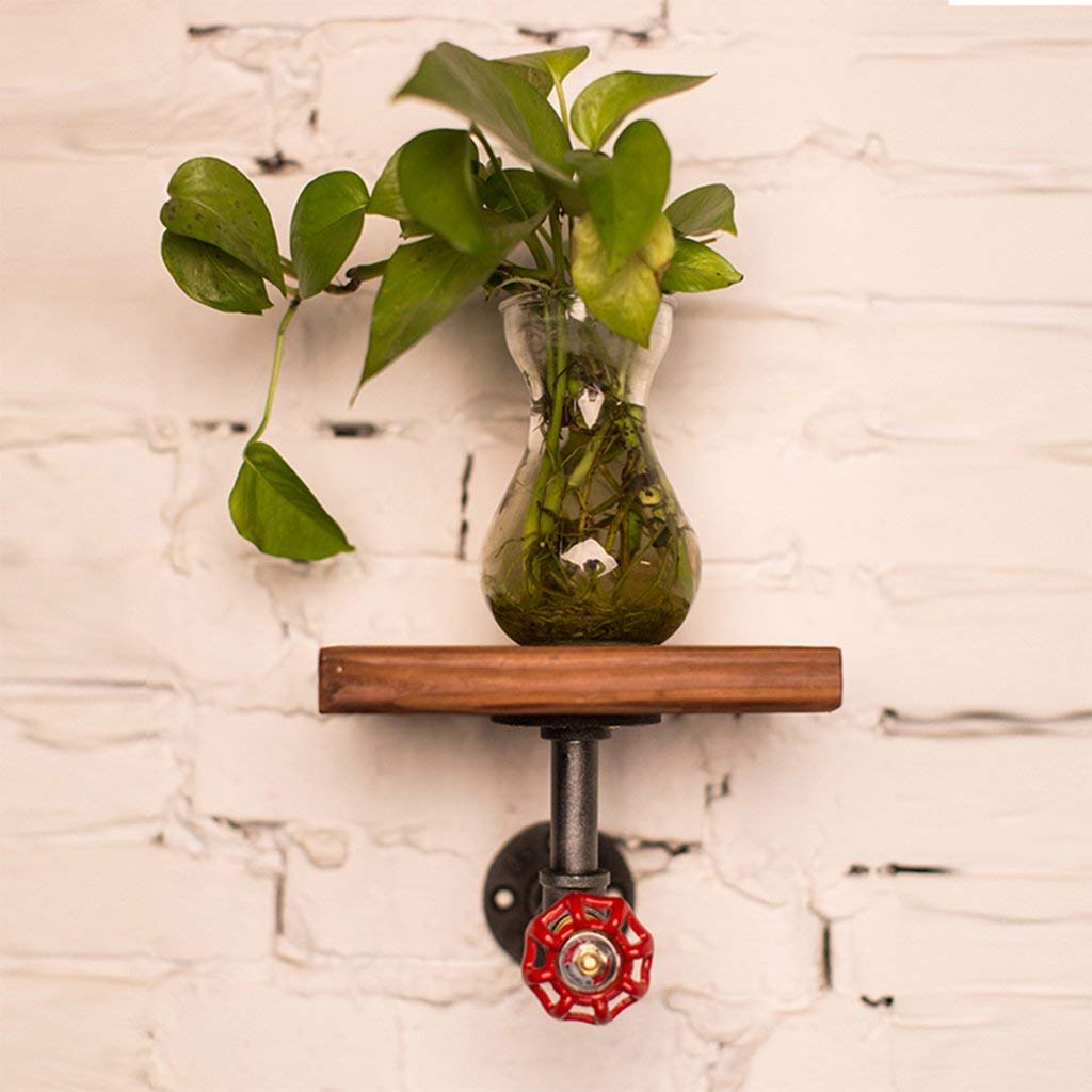 YIMJ Water Pipe Rack Coat Rack Industrial Wind Creative Wall Decoration Solid Wood Flower Stand, B