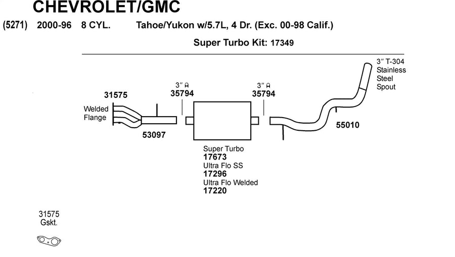 Exhaust Y Pipe Dynomax 53097 for GMC Yukon