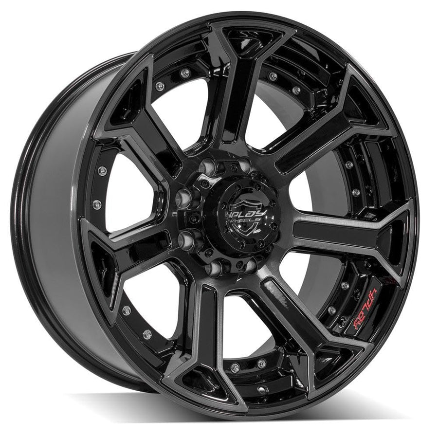 4PLAY Wheels 22 Inch 4P70 Rim Fits 8x180 22x10 Gloss Black Brushed with Tinted Clear (1)