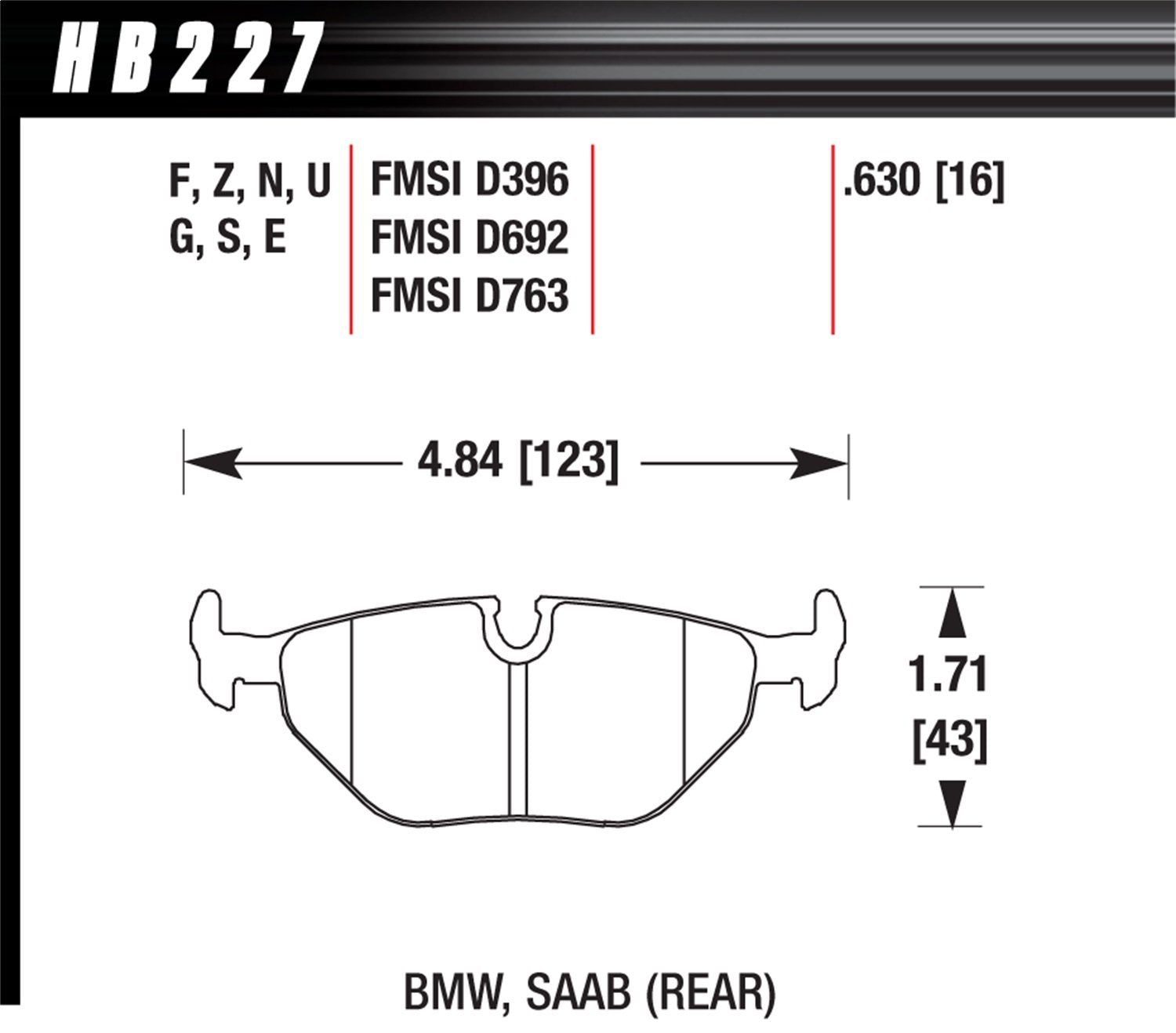 Hawk Performance HPS Performance Rear Ceramic Brake Pad (Axle set of 4 Pieces HB227F.630)