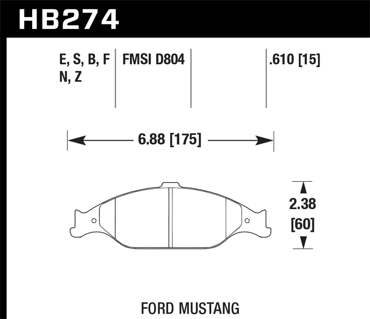 Hawk Performance Blue HB274E.610 9012 Motorsport Brake Pads