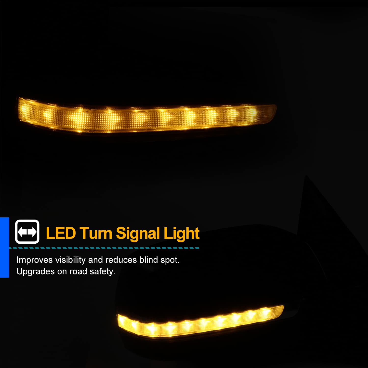Power Spec-D Tuning Heat LED Signal + Puddle Light Right Passenger Side Mirror Compatible with Chevy Silverado GMC Sierra 2014-2018