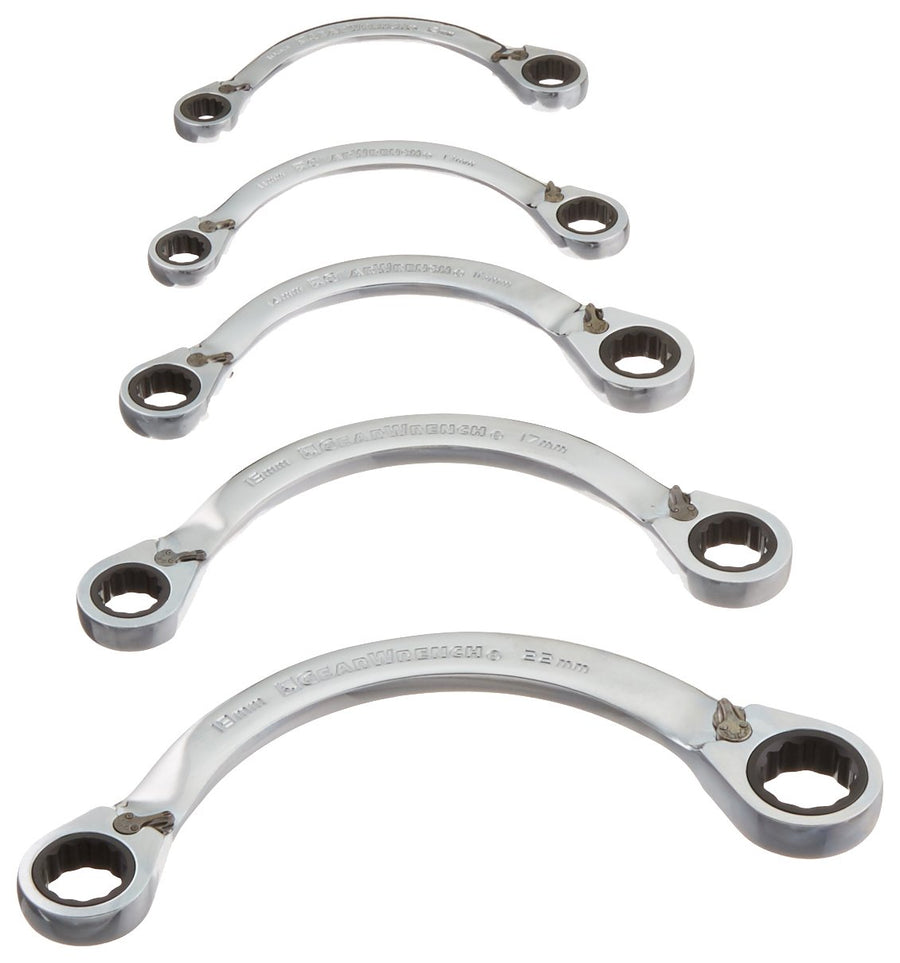 5 Pc. GEARWRENCH 12 Pt. Reversible Half Moon Double Box Ratcheting Wrench Set, Metric - 9850