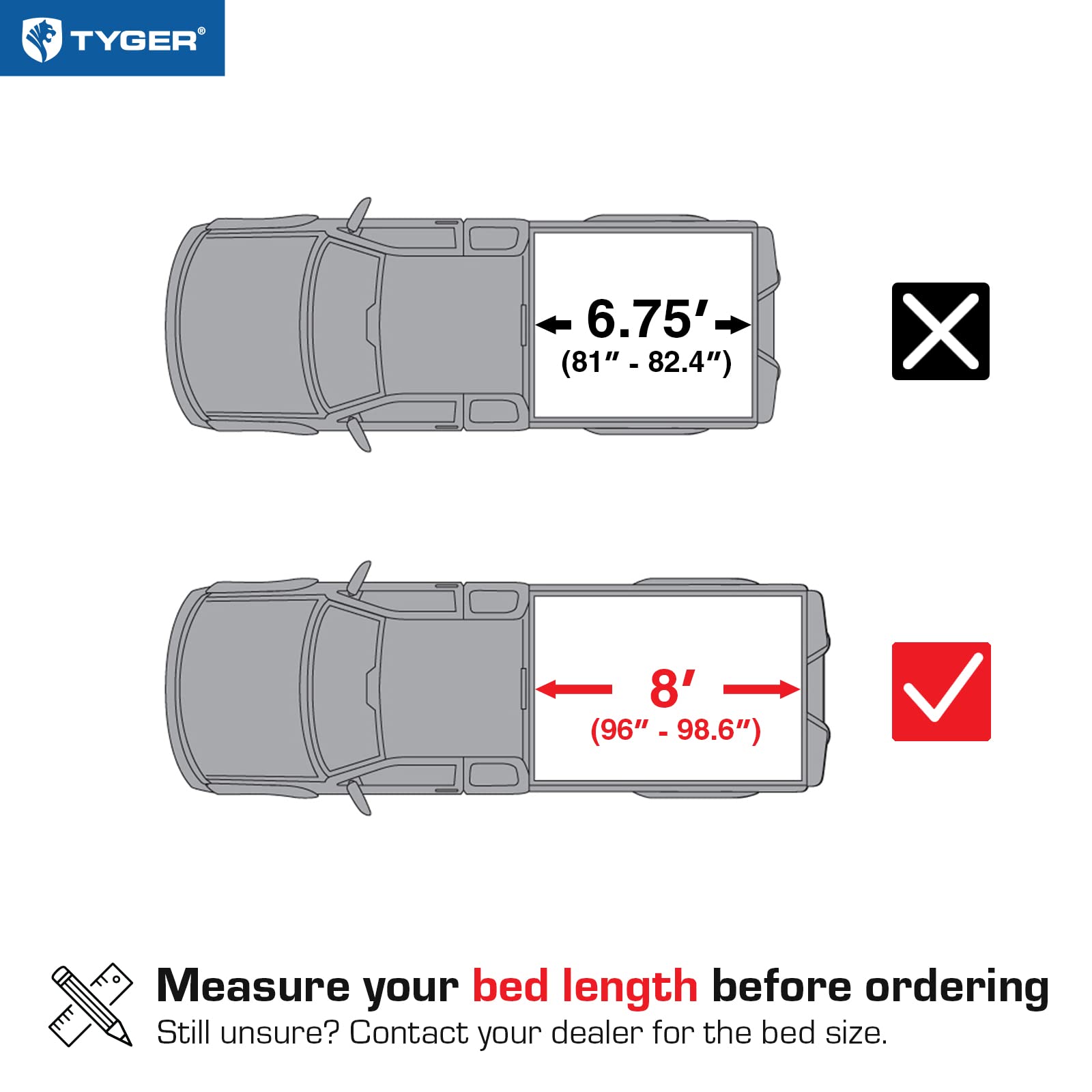 Tyger Auto T3 Soft Tri-fold Tonneau Cover Truck Bed Compatible with 1999-2016 Ford F-250 F-350 Super Duty | Fleetside 8' (98") Bed | TG-BC3F1025