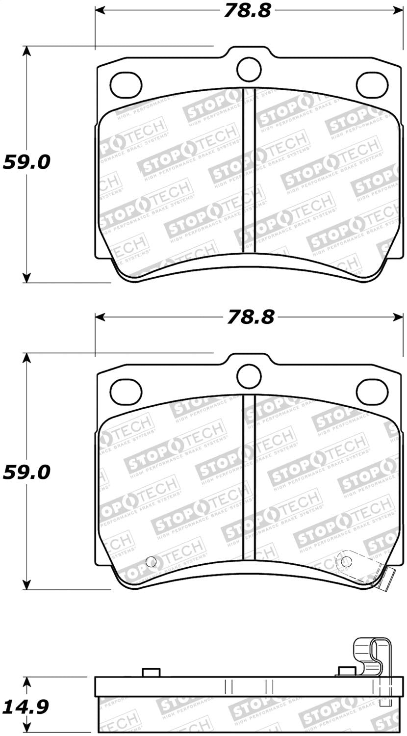 Rear StopTech 308.07330 Brake Pads with Shims and Hardware Street