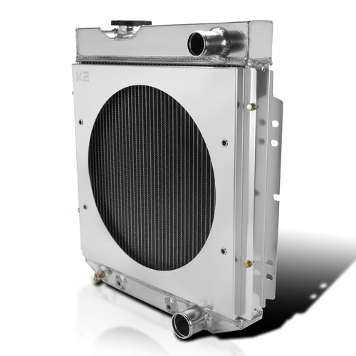 3 Row Aluminum Cooling Spec-D Tuning Radiator with Fan Shroud Compatible with 1964-1966 Ford Mustang V8