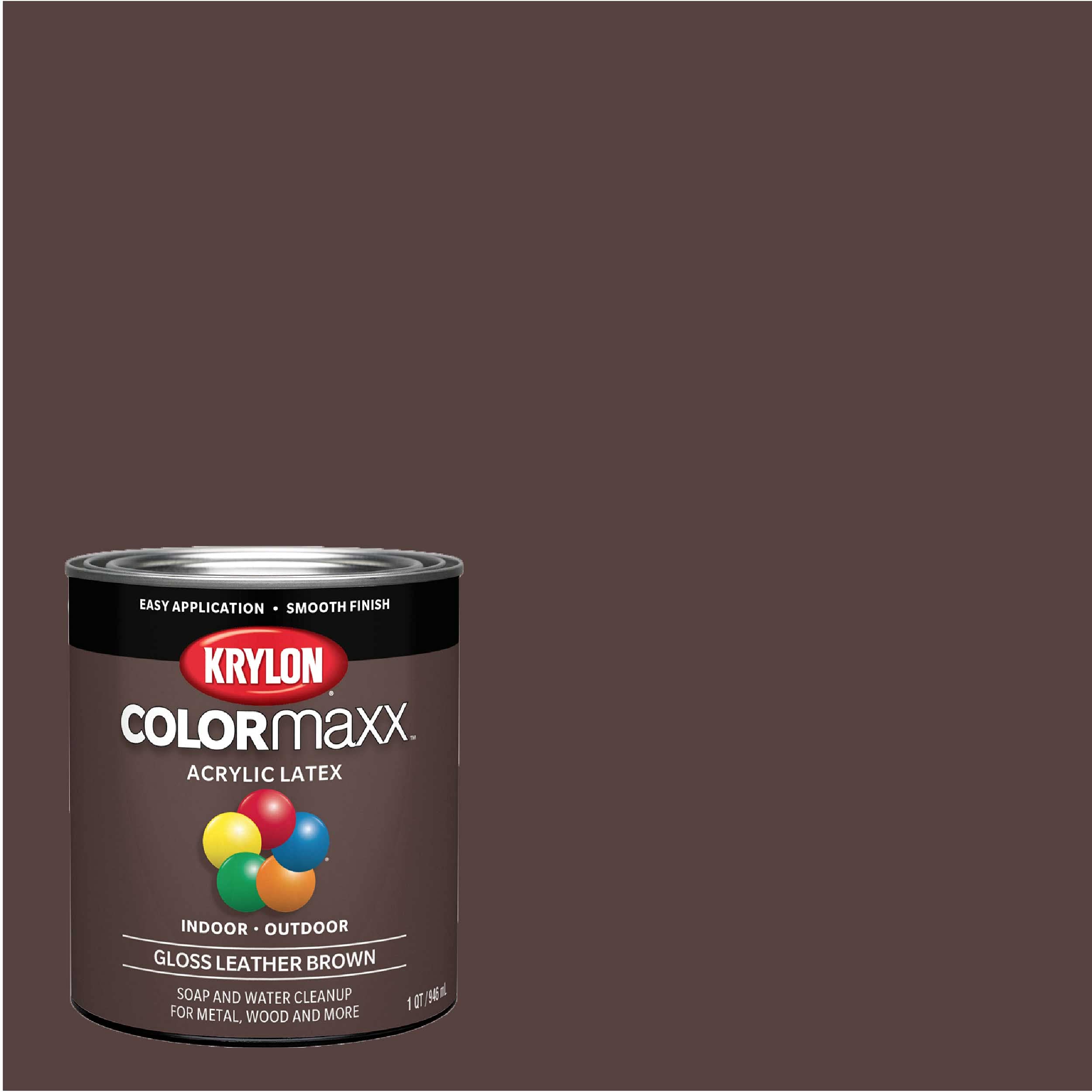 Krylon Brush-On COLORmaxx, Gloss, Leather Brown, 1 Quart