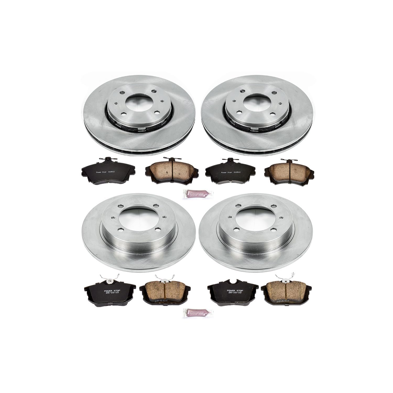 POWERSTOP Autospecialty KOE912 Front and Rear Replacement Brake Kit-OE Brake Rotors & Ceramic Brake Pads For Volvo S40 2000-2004, Volvo V40 2000-2004 [Model Specific]