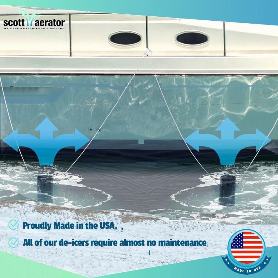 Slinger De-Icer Scott Aerator for Lakes & Ponds | 1 Horse Power 115V Stainless Steel | 25 ft. Electric Corded Cable Included | Made in USA