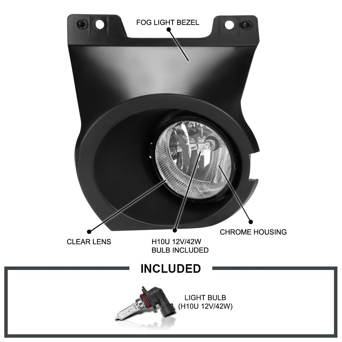 Fog Lights Spec-D Tuning + Universal Wiring + Switch Compatible with 2011-2014 Ford F-150, L+R Pair Assembly