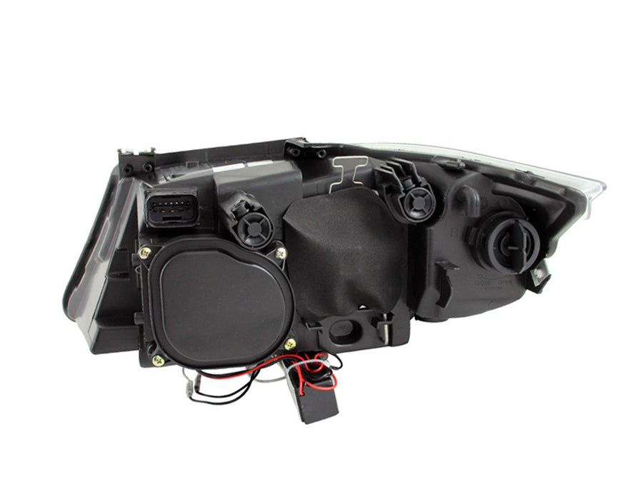 Black Clear AnzoUSA Projector Halo Headlight with LED Bar for BMW 3 Series E90-E91 - (Sold in Pairs)