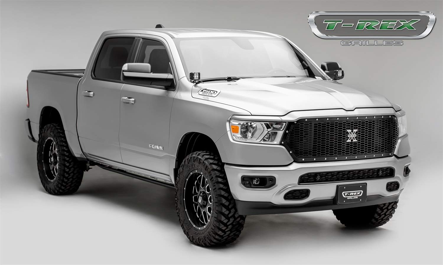 2019-2022 Ram 1500 Laramie, Lone Star, Big Horn, Laser X Tradesman Grille, Black, 1 Pc, Replacement, Chrome Studs, Does Not Fit Vehicles with Camera - PN #7714651