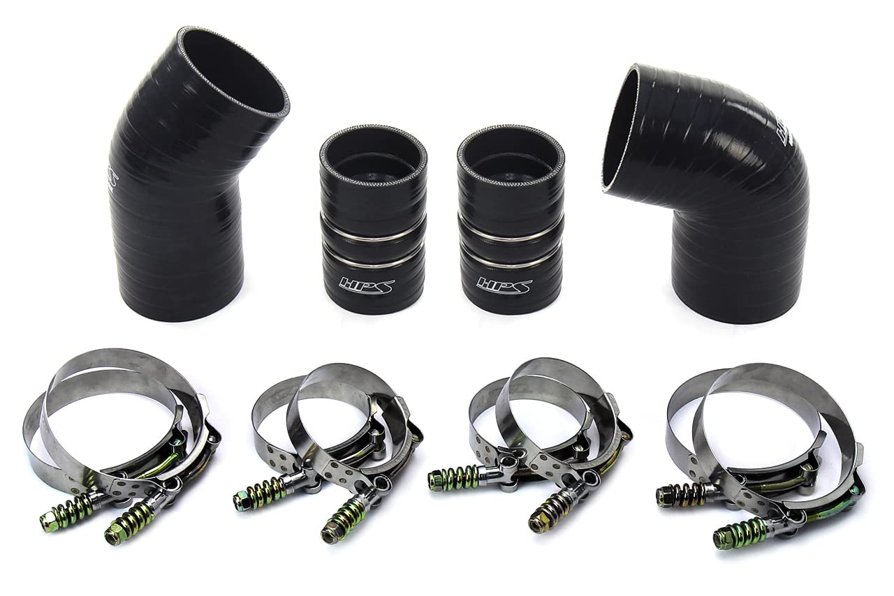 HPS Performance Black Ultra High Temp Reinforced Silicone Hose Boots Kit Intercooler Compatible for 2004.5-2005 Chevy Silverado GMC Sierra 2500 3500 HD 6.6L Duramax LLY Diesel, 57-1574-BLK