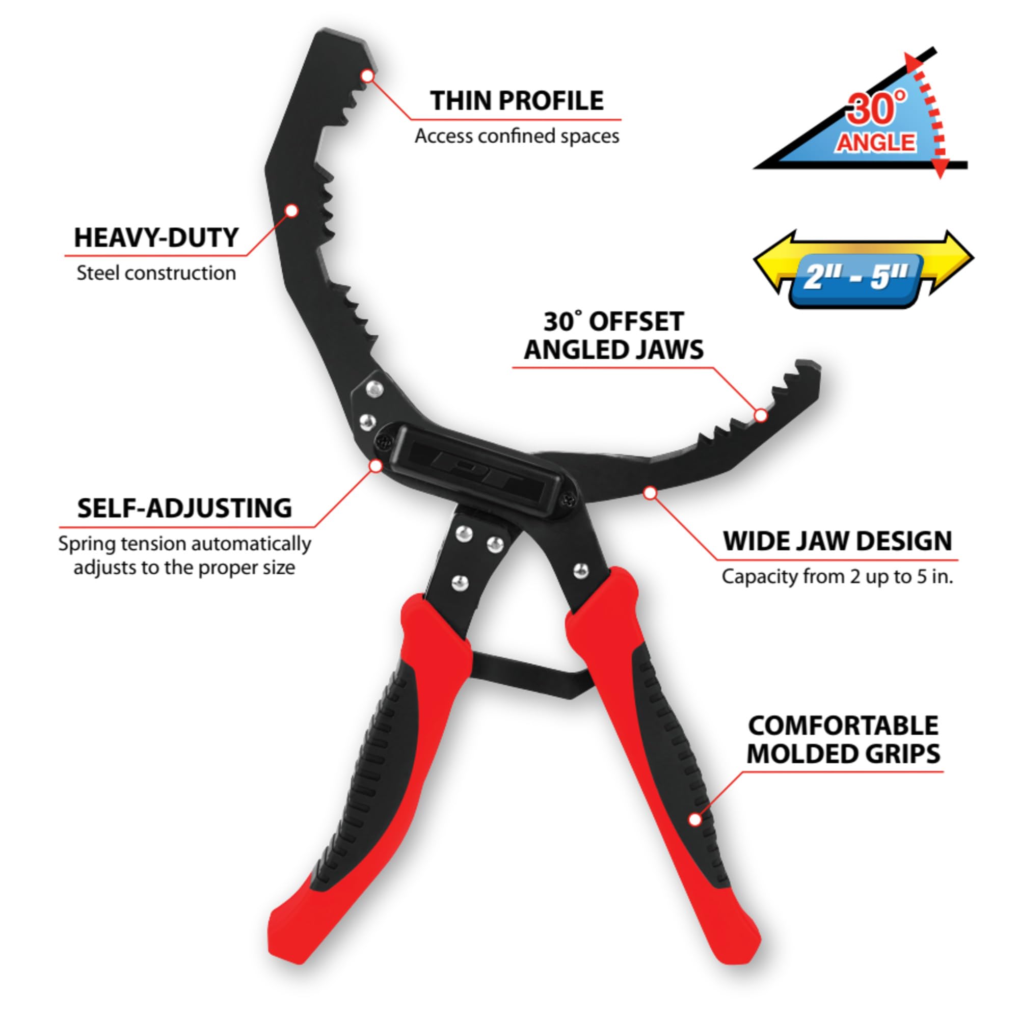 Angled Performance Tool Self-Adjusting Filter Pliers - W54315