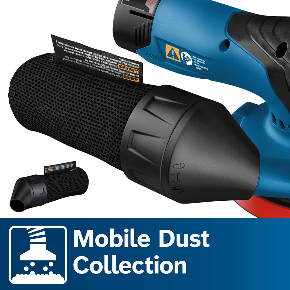 12V Max BOSCH GEX12V-5N Brushless 5" Random Orbit Sander - Ergonomic Palm Grip, Dust Collection System, Speed Selector, Soft-Start Technology (Bare Tool)