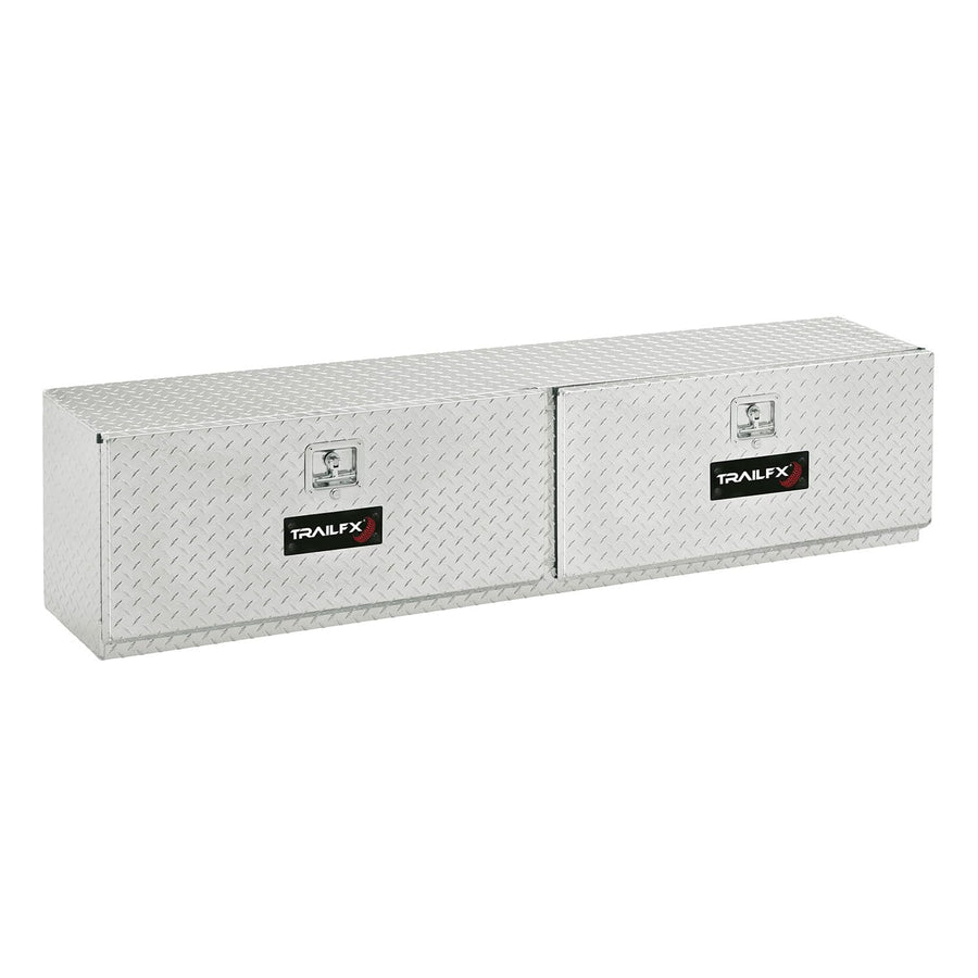 TrailFX Tool Box Truck Bed Top Mount With 2 Doors Polished 16-Gauge Diamond Tread Aluminum, 12.5 Cubic Foot 96" Length 13-1/4" Width 17" Height Bright Finish TrailFX 170961
