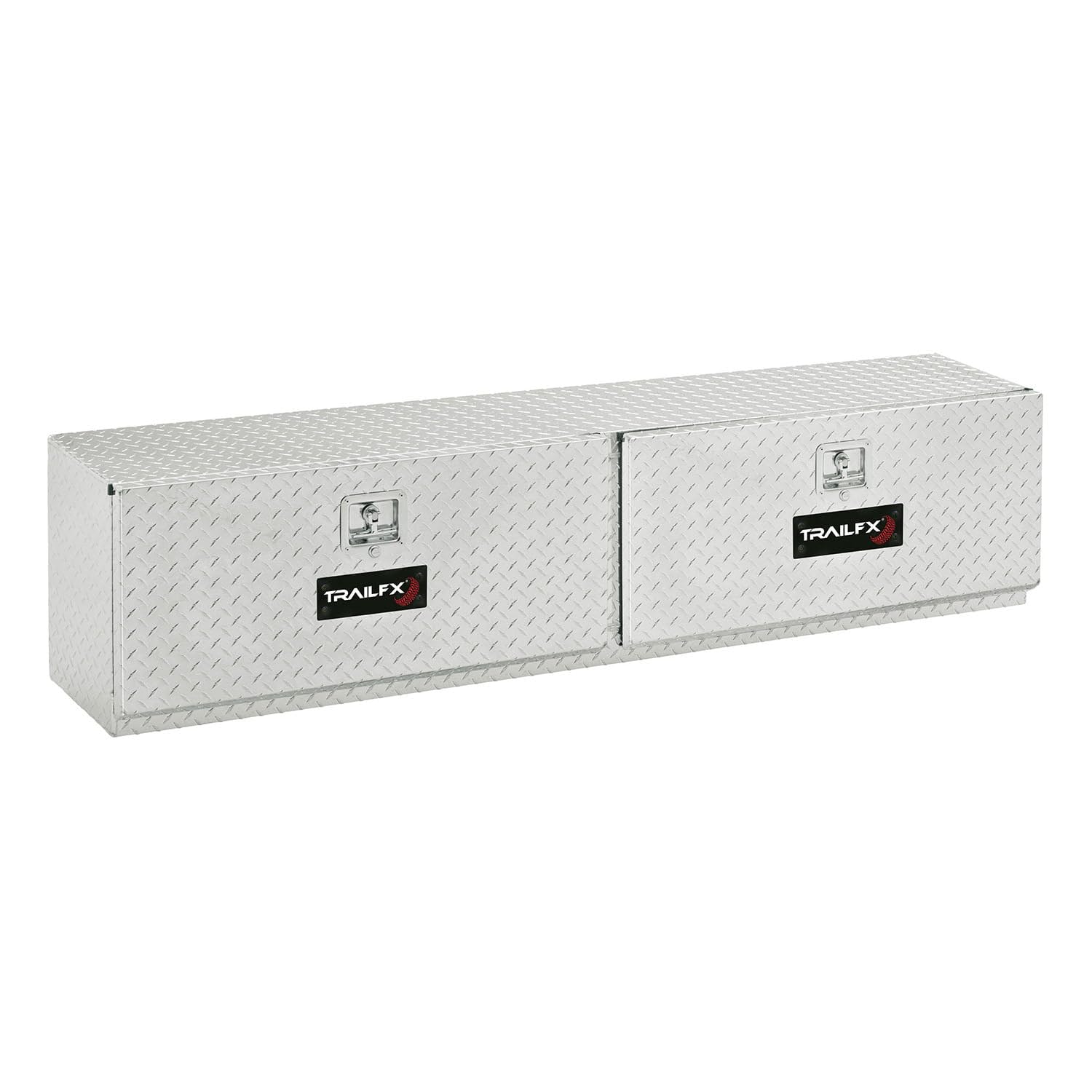 TrailFX Tool Box Truck Bed Top Mount With 2 Doors Polished 16-Gauge Diamond Tread Aluminum, 12.5 Cubic Foot 96" Length 13-1/4" Width 17" Height Bright Finish TrailFX 170961