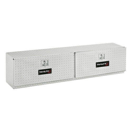 TrailFX Tool Box Truck Bed Top Mount With 2 Doors Polished 16-Gauge Diamond Tread Aluminum, 12.5 Cubic Foot 96" Length 13-1/4" Width 17" Height Bright Finish TrailFX 170961