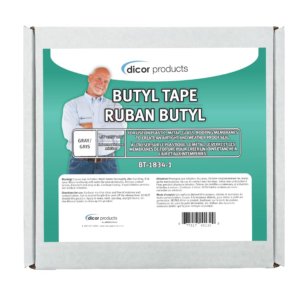 Butyl Seal Tape Dicor BT-1834-1 - 1/8" x 3/4" x 30' Repair Tape for RV, Trailer, Motorhome, Window, and Vent Sealing