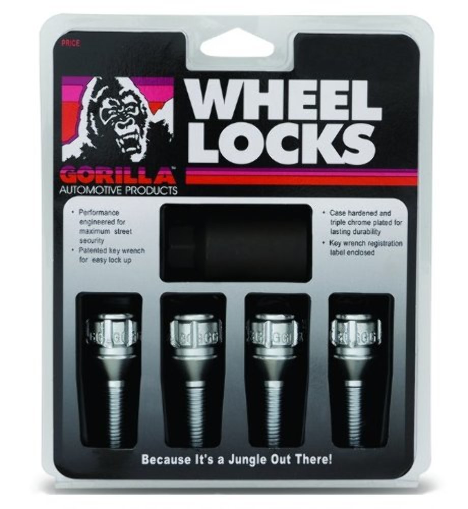 12mm x 1.25 Thread Size Gorilla Automotive Cone Seat Lug Bolt Wheel Lock, (Set of 4)