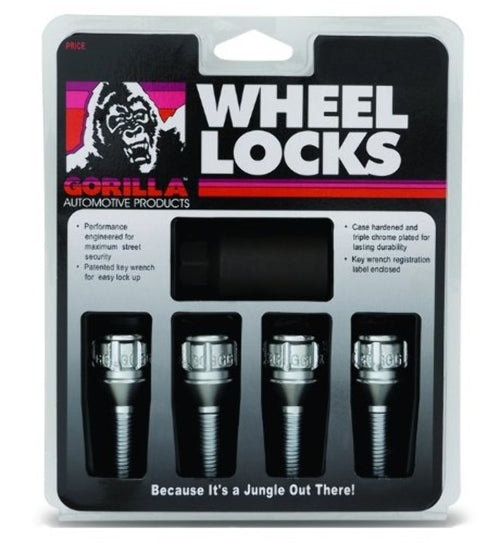 12mm x 1.25 Thread Size Gorilla Automotive Cone Seat Lug Bolt Wheel Lock, (Set of 4)